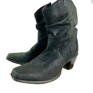 Durango Black Suede Heeled Western Boots
